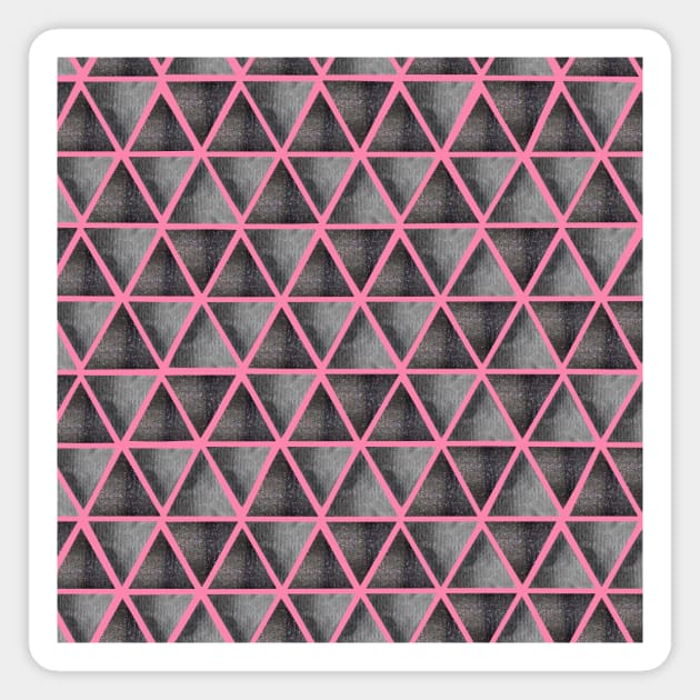 Abstract seamless pattern with ultimate grey and shining grey watercolor triangles on pink background. Best for the print, fabric, poster, wallpaper, cover and packaging, wrapping paper. Magnet by Olesya Pugach